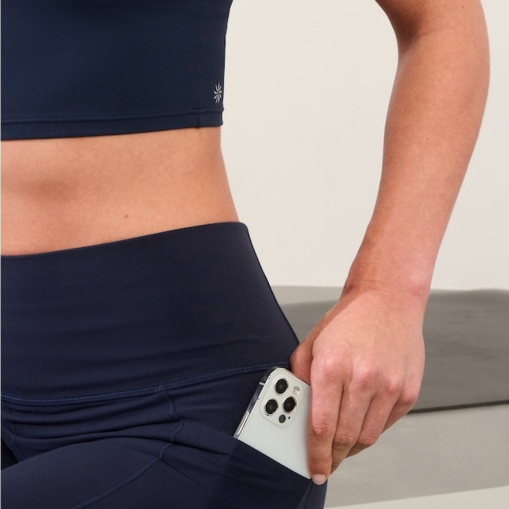 Athleta Navy Blue High-Waist Leggings - Picture 2 of 7